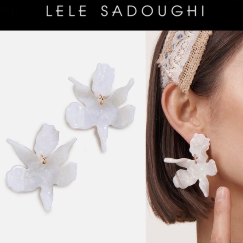 Lele Sadoughi Mother of Pearl Paper Lily Earrings